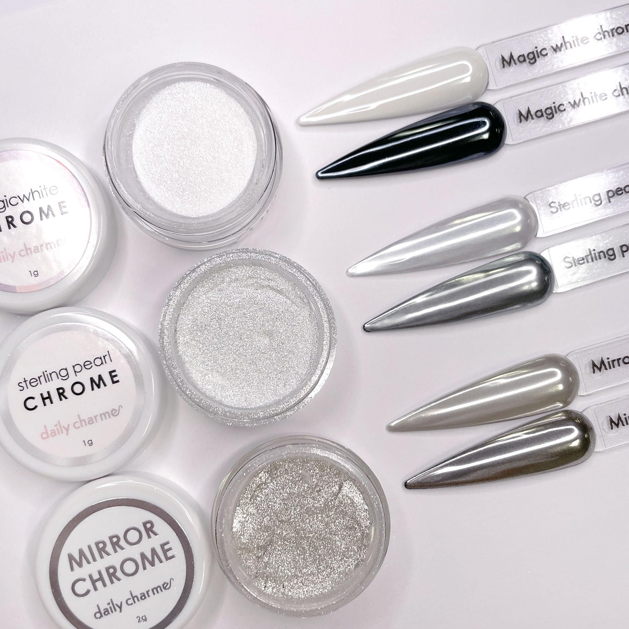 Daily Charme Chrome, compatible avec diverses poudres chrome et holographiques