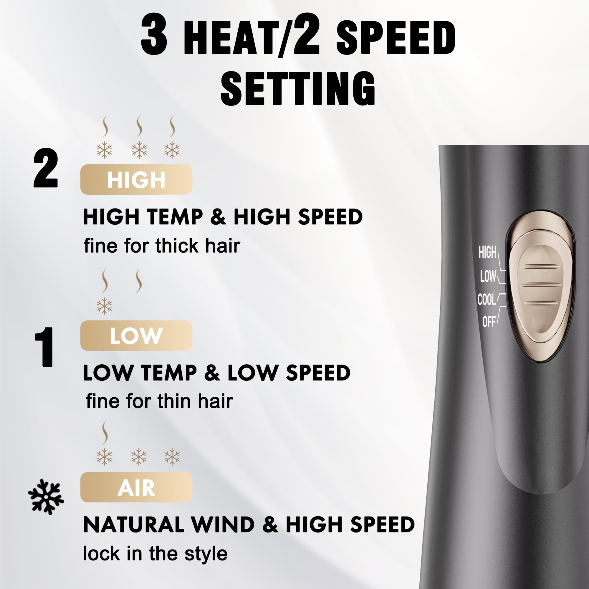 DAILYLIFE tres configuraciones de calor y velocidad para diferentes cabellos