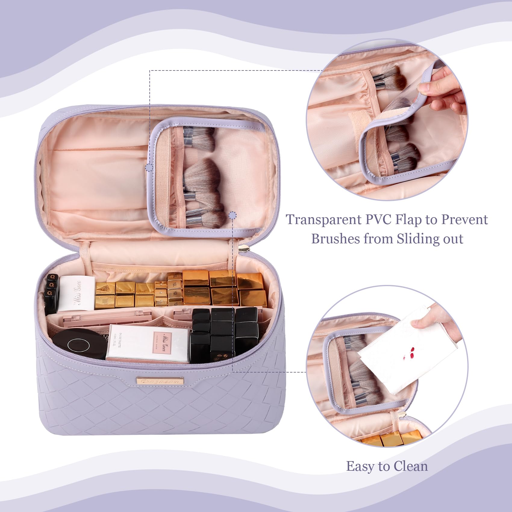 Dajasan neceser maquillaje peso ligero con asa para viajar