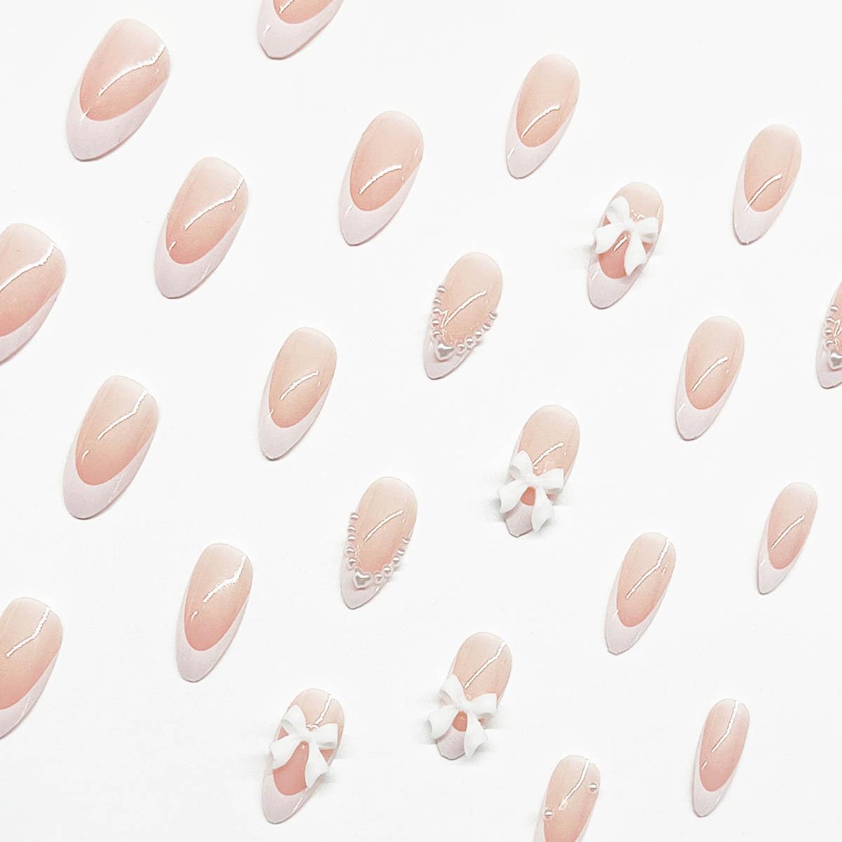 DAJIJIYOU uñas falsas almendra brillo, aspecto natural y acabado resistente