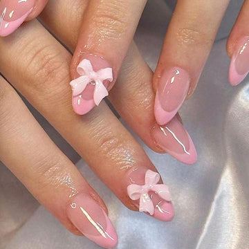 DAJIJIYOU uñas frances lazo en caja, diseño elegante para ocasiones