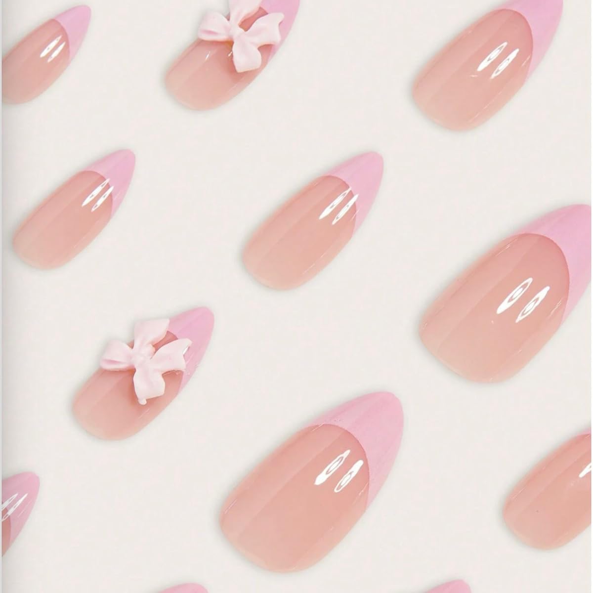 DAJIJIYOU uñas frances lazo con patrón 01, estilo versátil