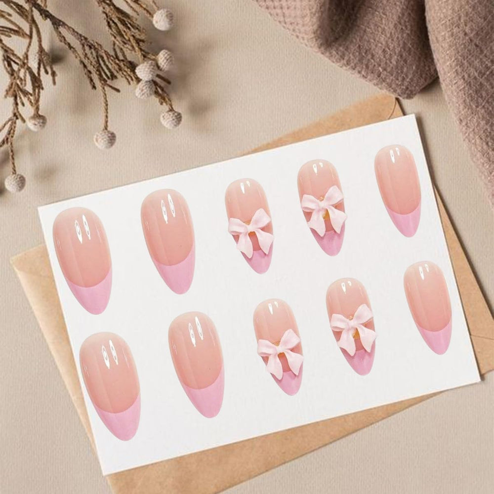 DAJIJIYOU uñas frances lazo con patrón 02, opciones de moda