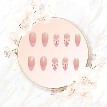 DAJIJIYOU uñas frances lazo con patrón 03, estilo para evento