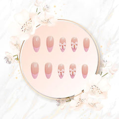 DAJIJIYOU uñas frances lazo con patrón 03, estilo para evento