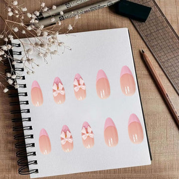 DAJIJIYOU uñas frances lazo con pegatinas, fijación segura