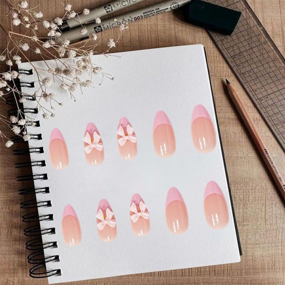 DAJIJIYOU uñas frances lazo con pegatinas, fijación segura