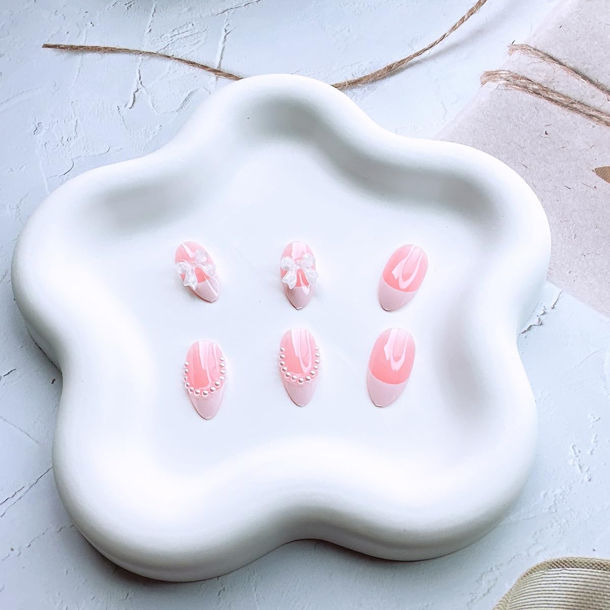 DAJIJIYOU uñas francesas blancas con punta para uso diario.