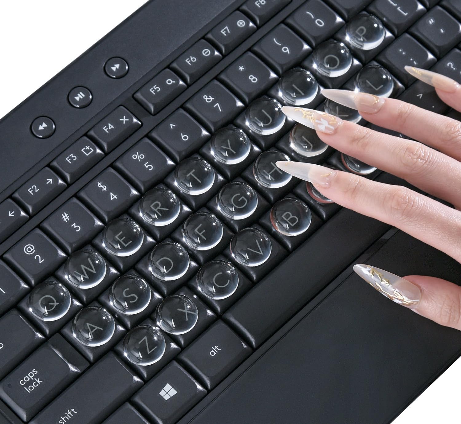 DAMMOMKO pegatinas de teclado de vidrio transparente para uñas largas, facilita teclear con precisión.