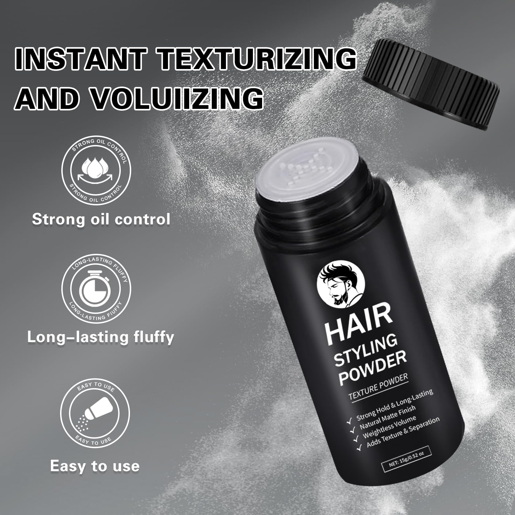 DAMUSI polvo texturizante, sensación ligera sin peso en el cabello.