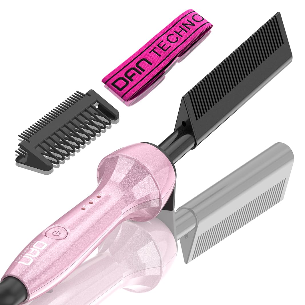 DAN Technology peine caliente 500F para cabello negro, alisado rápido y seguro.