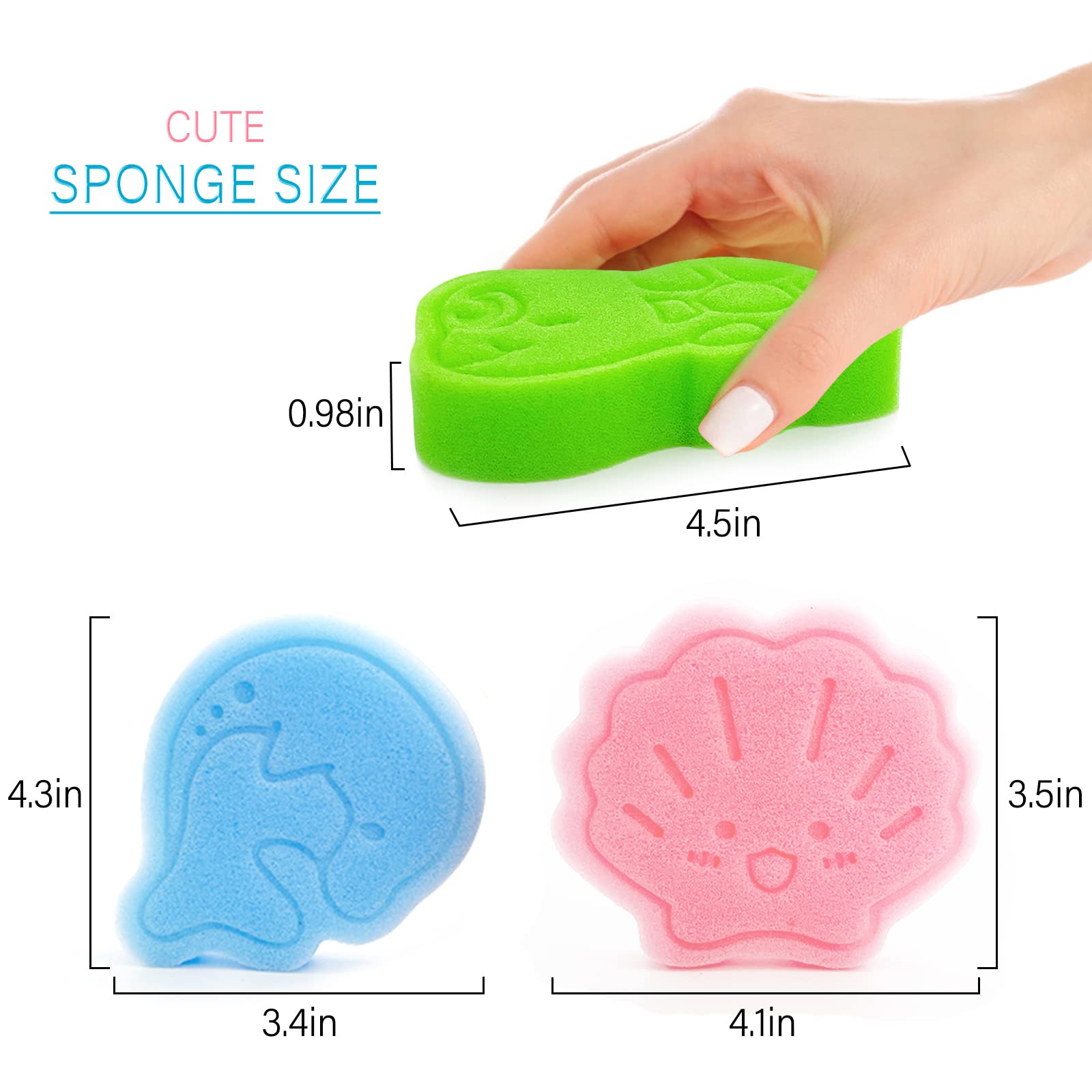 Esponja DANCELF delfín azul, vista lateral para juego en el baño