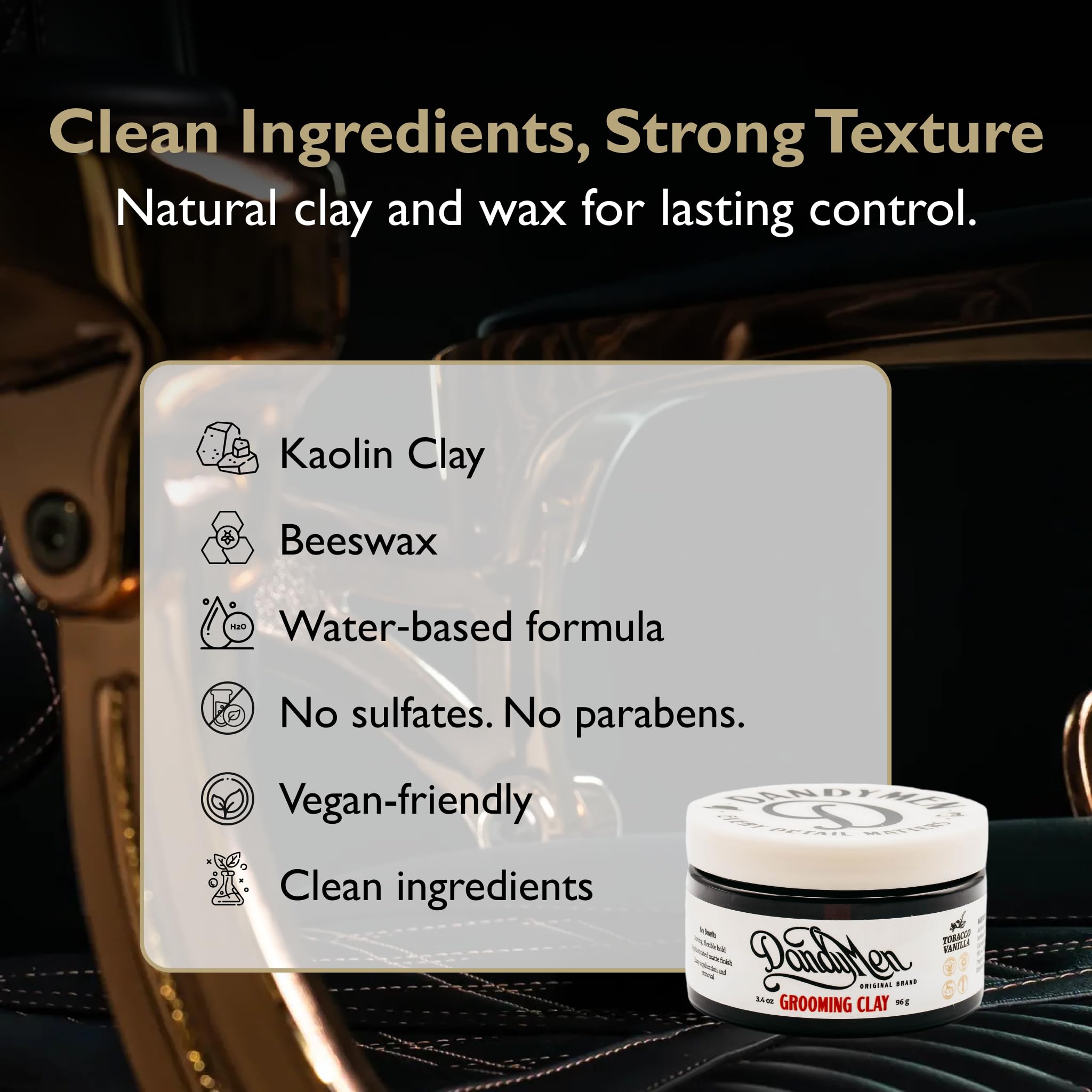DandyMen Grooming Clay: textura ligera adecuada para cuero cabelludo sensible