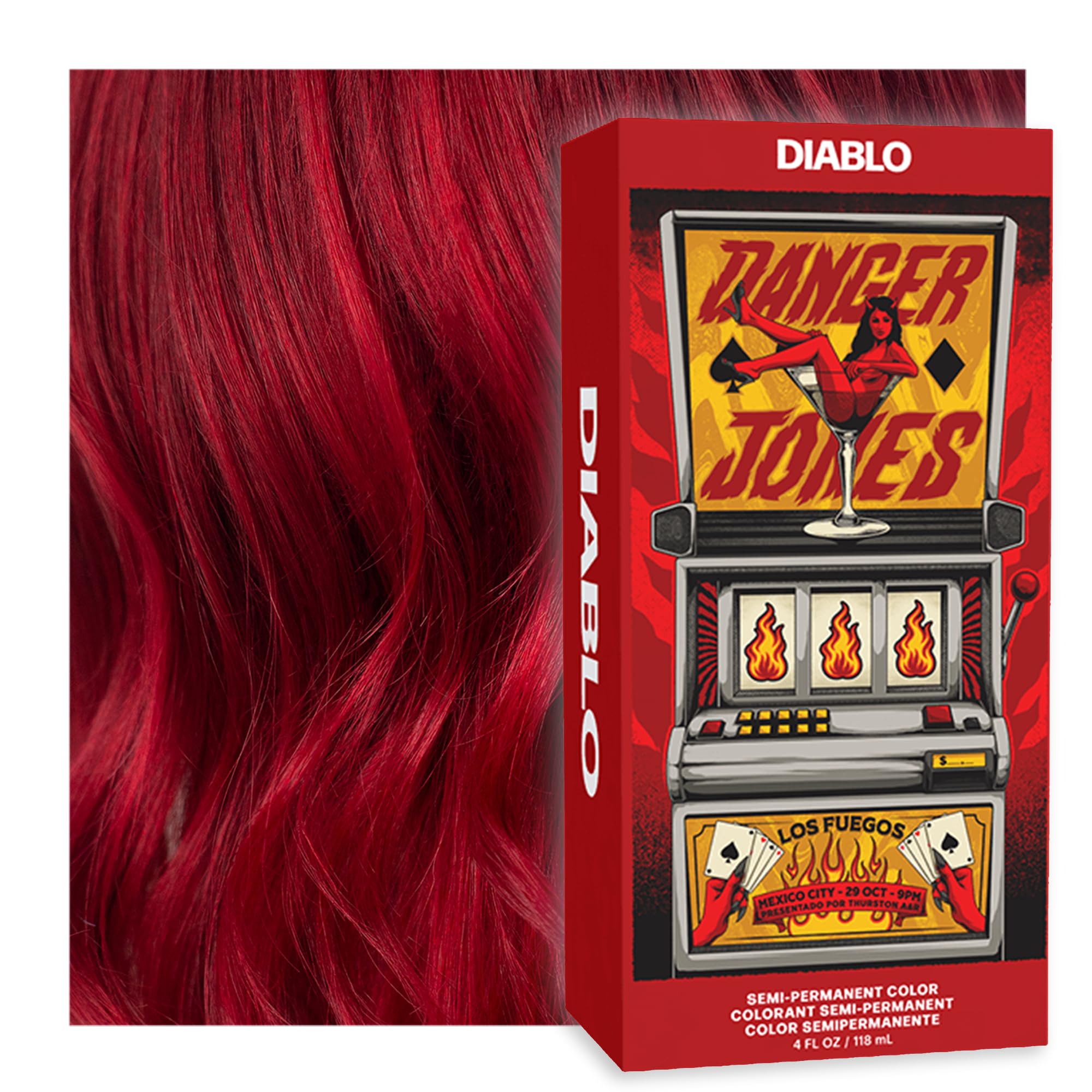 Danger Jones Diablo Rojo: botella de color vibrante para tono intenso y duradero