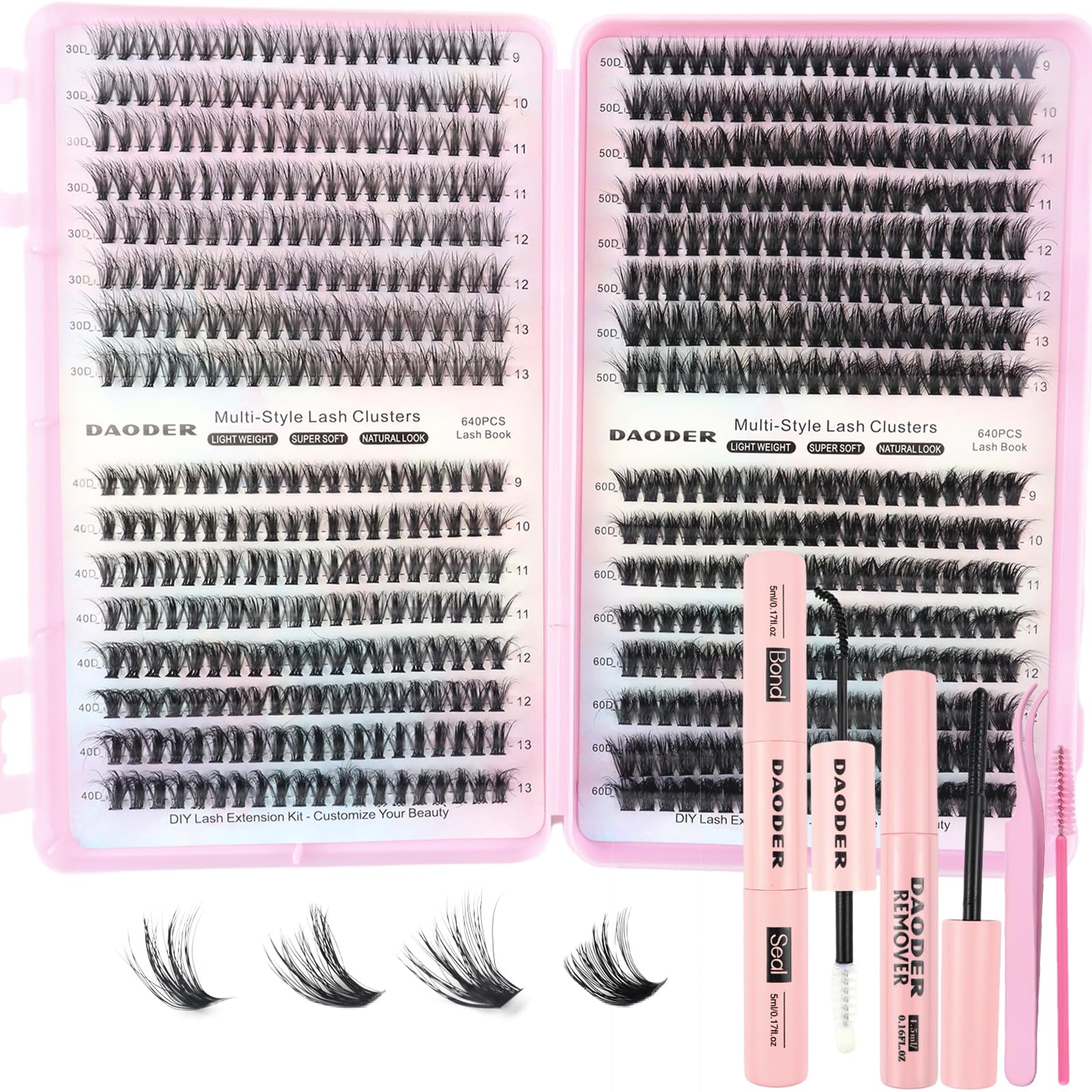 DAODER kit pestanas difusas 640 piezas para un look natural en casa