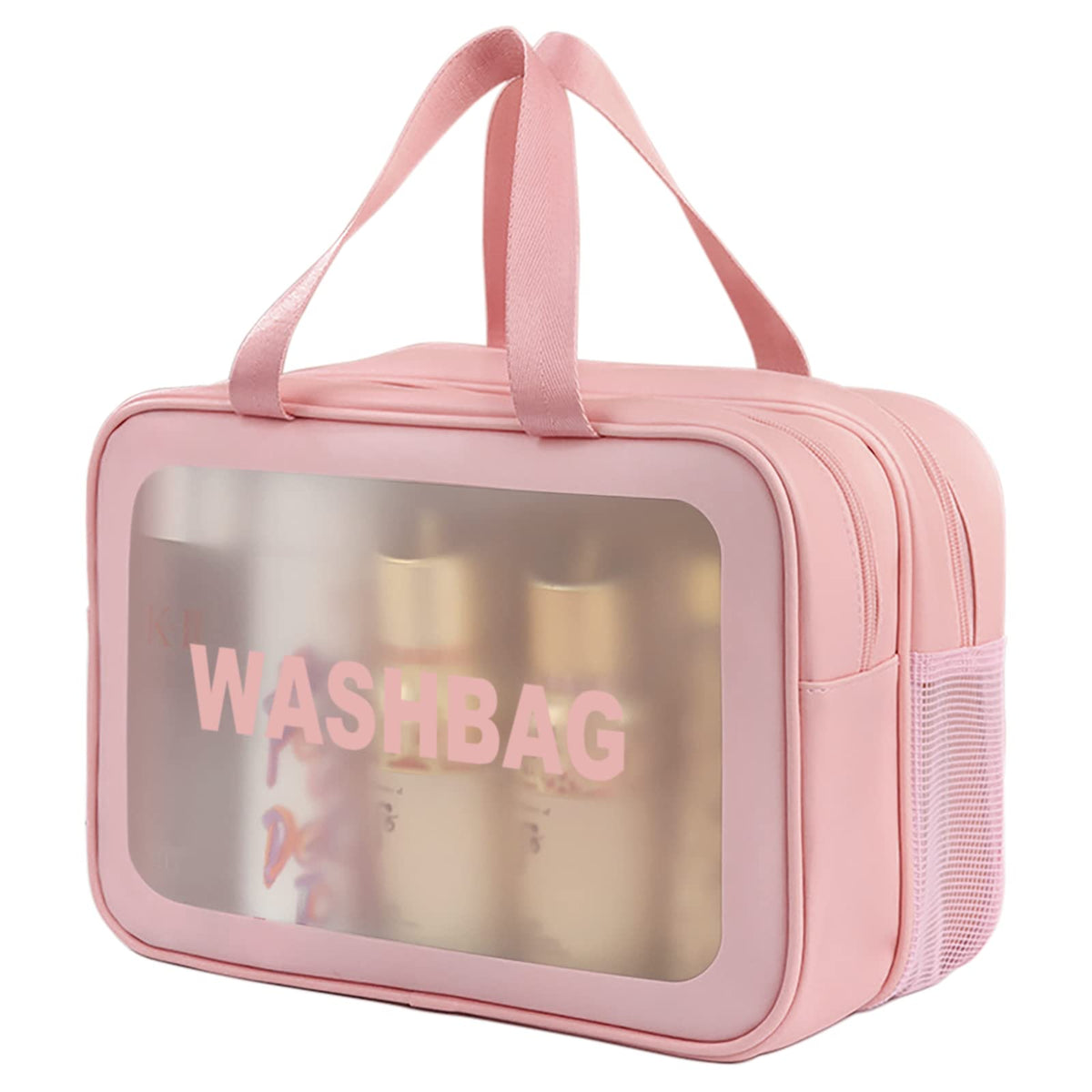 DAPOWER bolsa de aseo rosa XL con asa, ideal para viajar y mantener todo organizado.