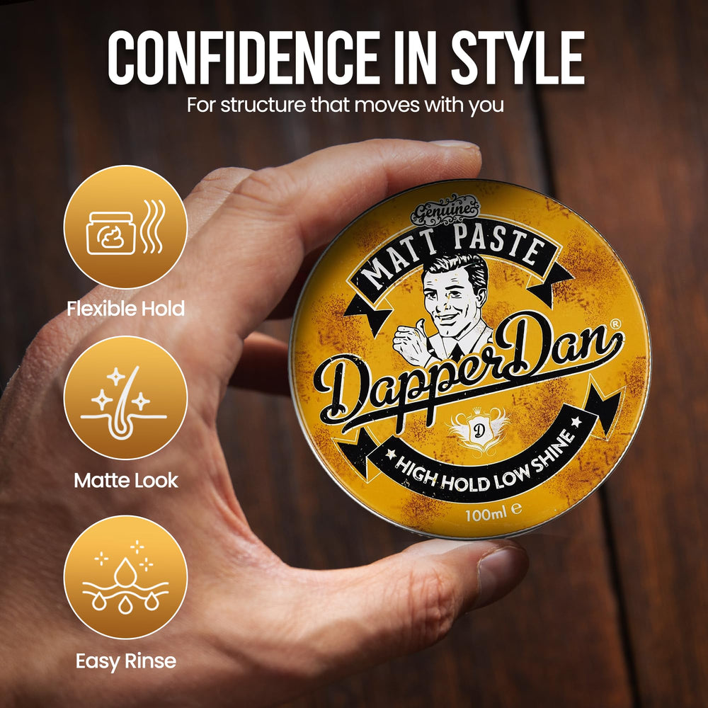 Acabado mate visible en el peinado con Dapper Dan