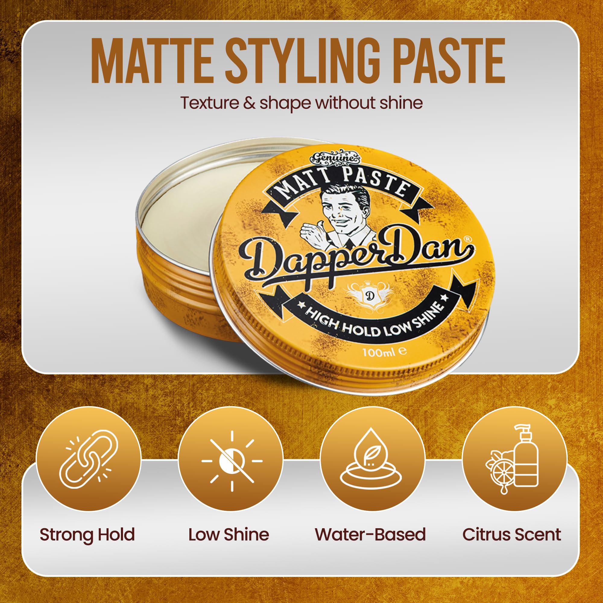 Aplicación en la mano de Dapper Dan Matt Paste para lograr agarre flexible