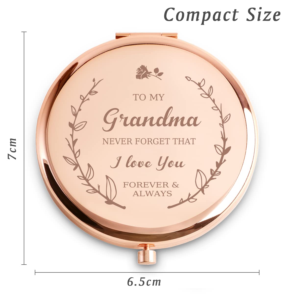 Daricano Espejo compacto con grabado muestra un mensaje especial, práctico para retoques en bolso.