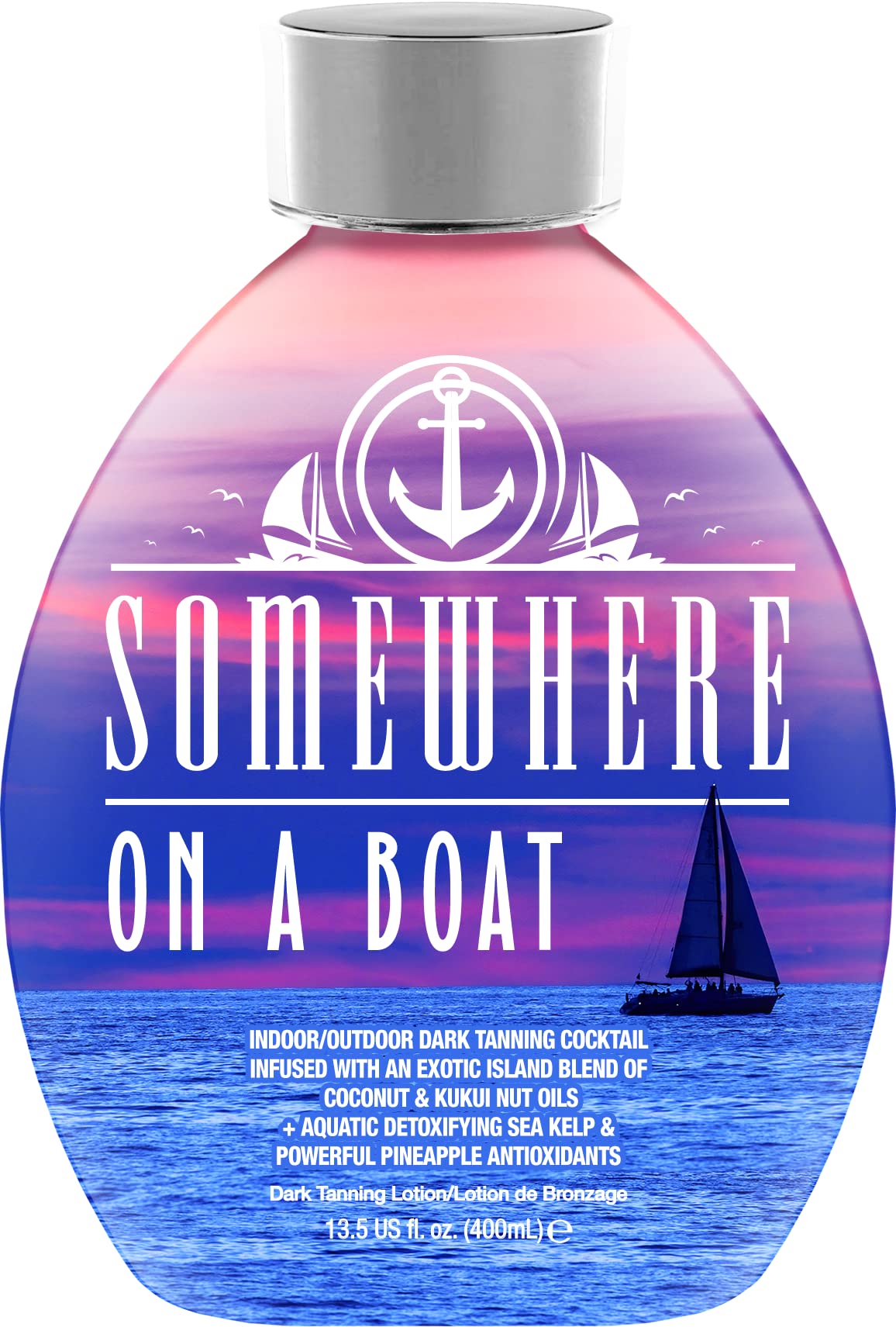 Lotion Somewhere on a Boat DARK TANS EXCLUSIVE, bronzage intérieur sans bronzer, parfum coco-ananas