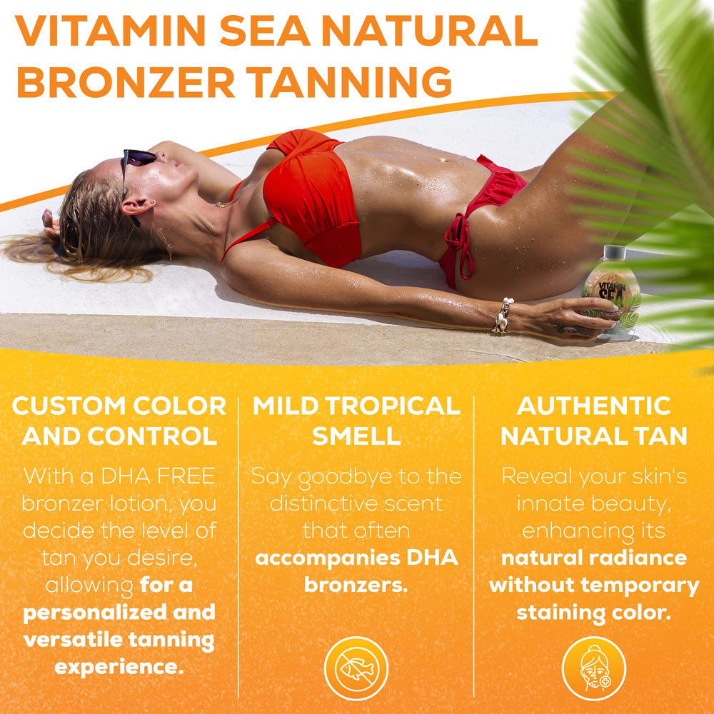 Fragancia tropical suave de Vitamin Sea mejora la experiencia de bronceado.