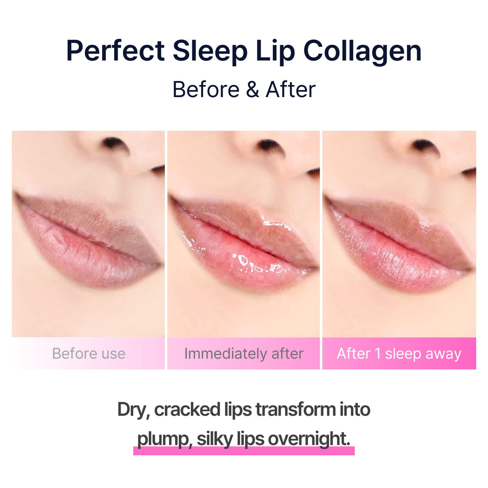 DaseuL Perfect Sleep Lip Collagen contiene proteína de arroz para barrera de humedad.