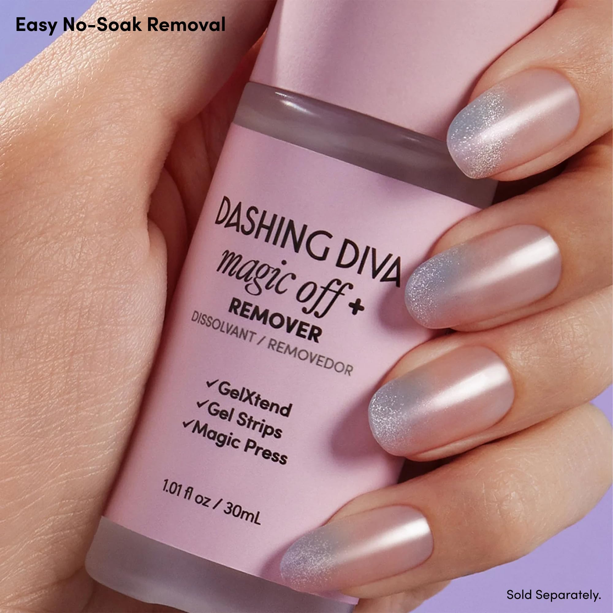 Dashing Diva contenido: 32 tiras, 1 pad y 1 lima para uñas.