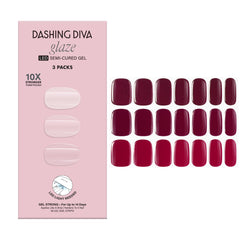 Dashing Diva Glaze kit con tiras rojas para un brillo de salón duradero.