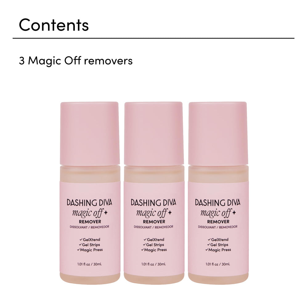 Magic Off+ Remover contiene aceite de ricino para hidratar durante la retirada