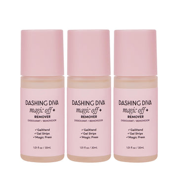 Remover Dashing Diva Magic Off+ en bote de 30 ml para retirada suave