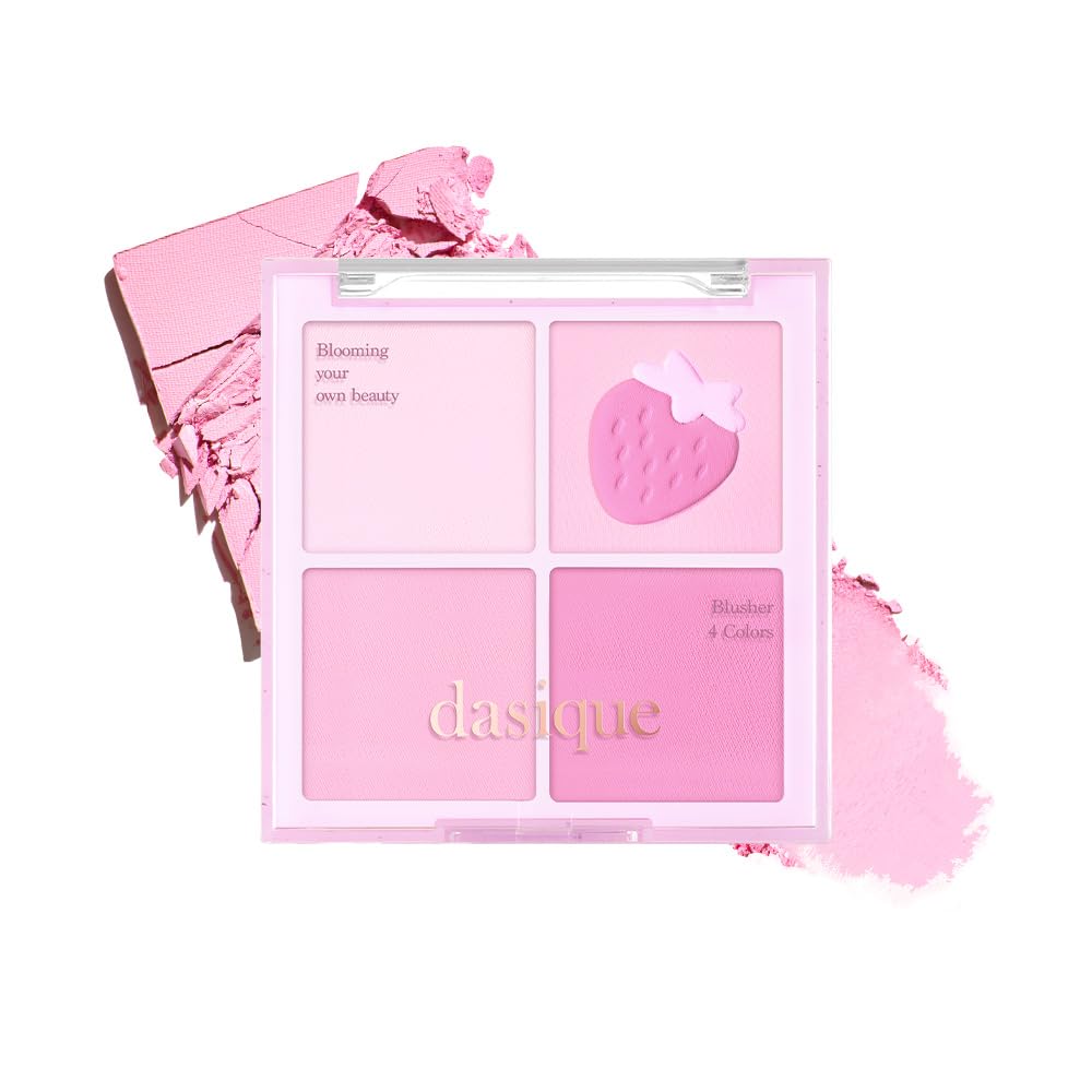 Dasique Blending Mood Cheek Berry Smoothie, paleta con cuatro tonos para un rubor suave y duradero.