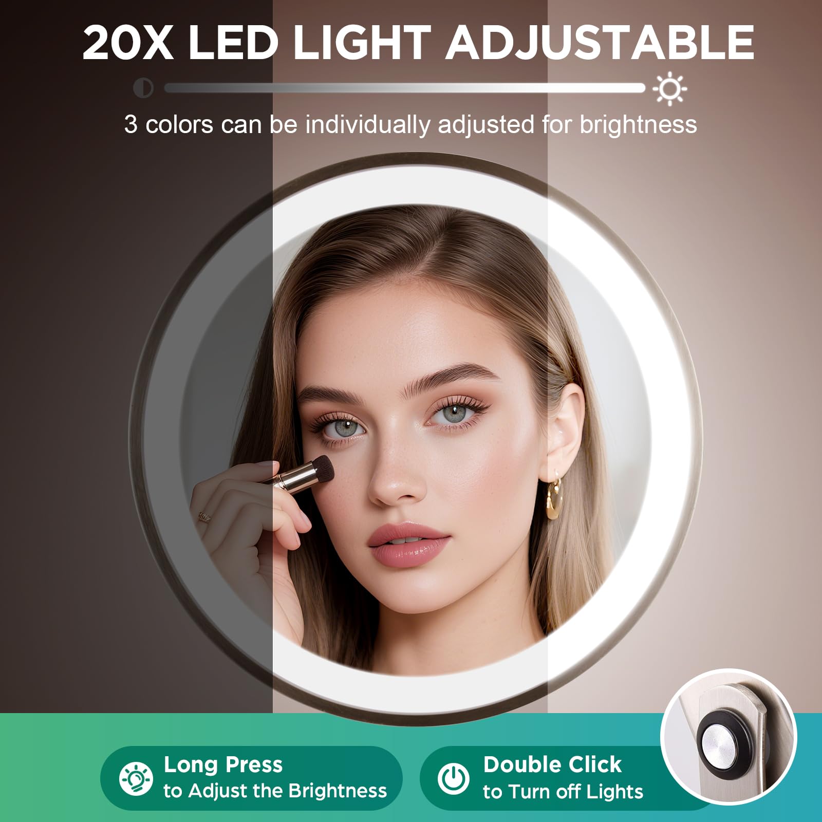 DASLAVA Espejo con rotación 360° para encontrar el ángulo ideal.