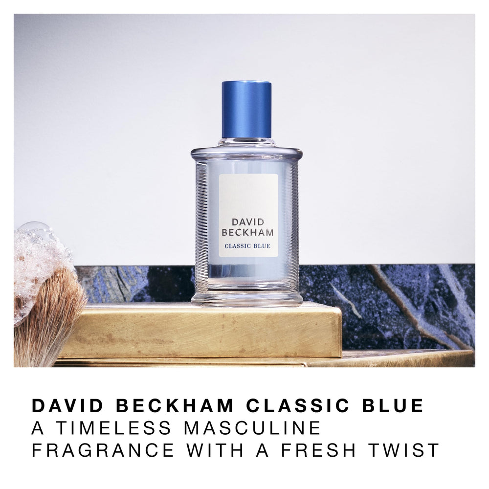 David Beckham Azul Clasico, etiqueta clásica, fácil de reconocer en tu colección.