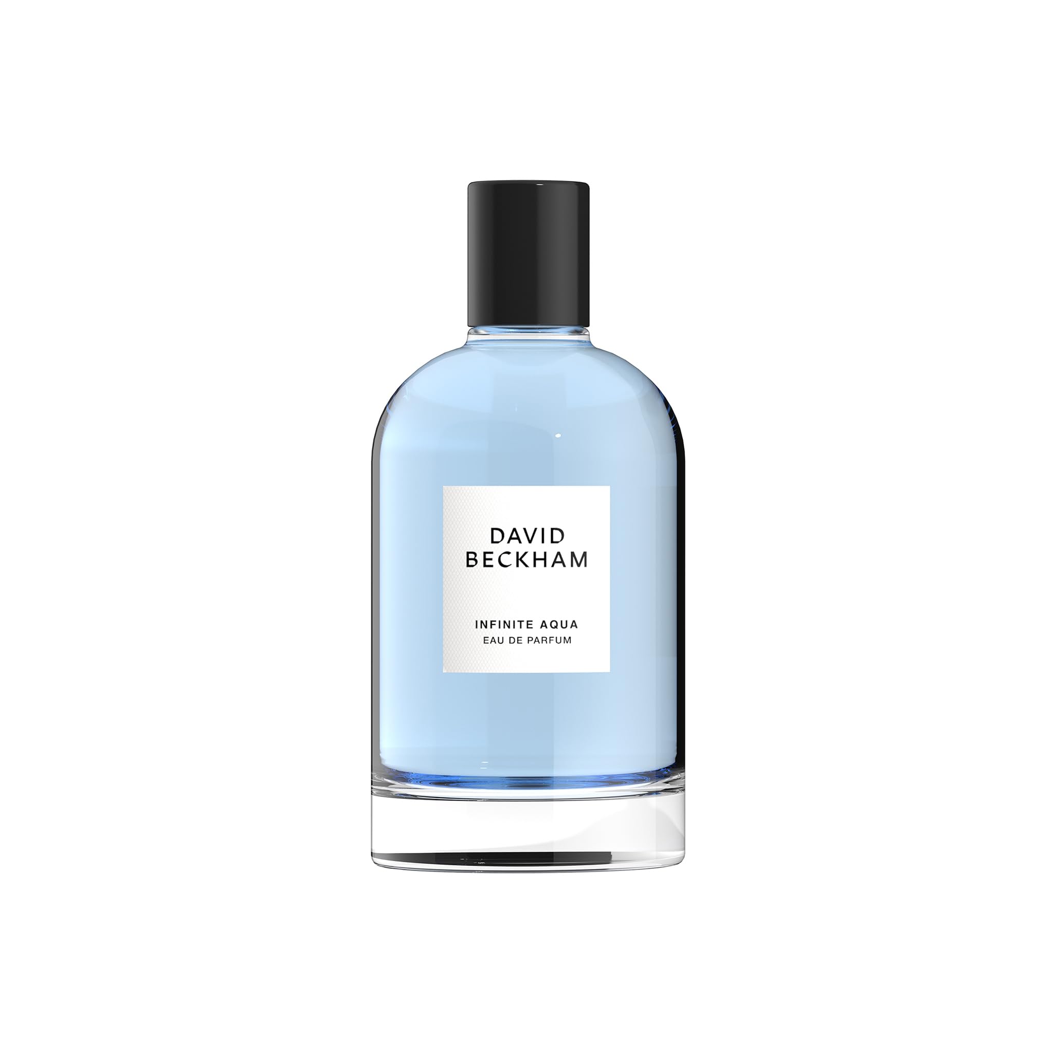 Frasco frontal de David Beckham Infinite Aqua, aroma fresco para uso diario.