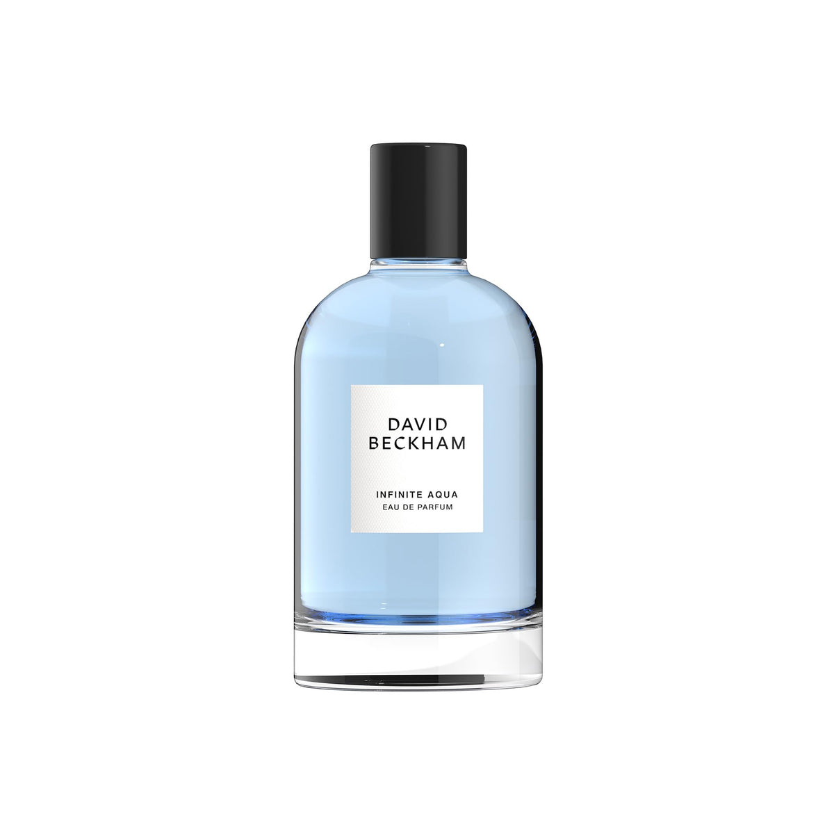 Frasco frontal de David Beckham Infinite Aqua, aroma fresco para uso diario.