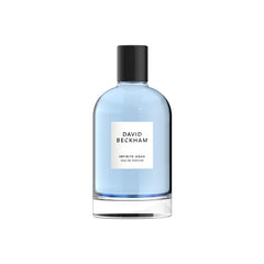 Frasco frontal de David Beckham Infinite Aqua, aroma fresco para uso diario.