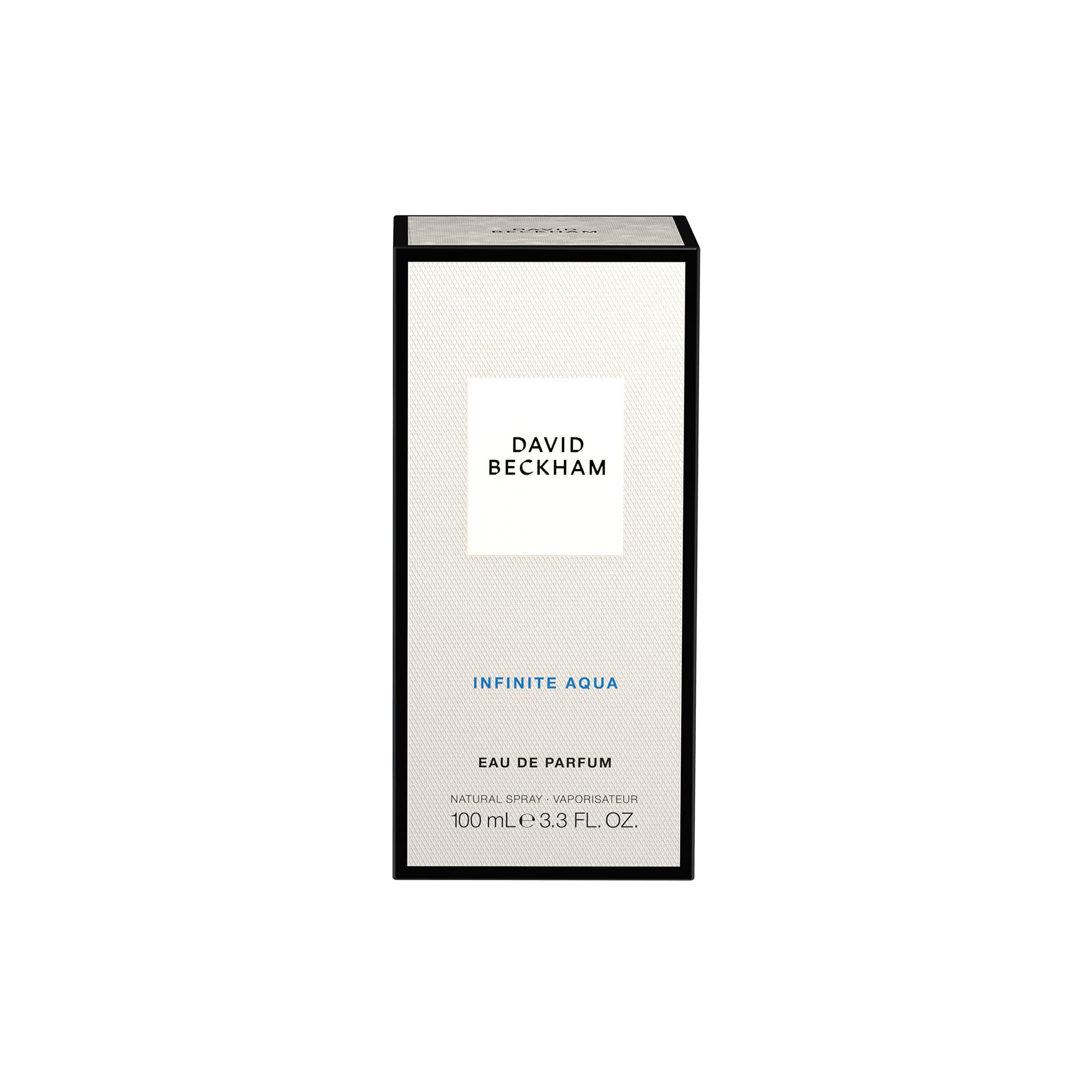 Tapa de frasco David Beckham Infinite Aqua, diseño elegante y masculino.