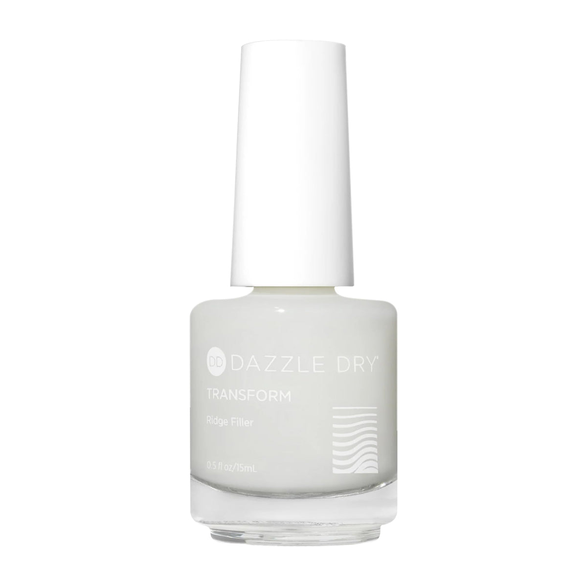 Dazzle Dry Bare Transform Ridge Filler con acabado natural suave para uñas lisas.