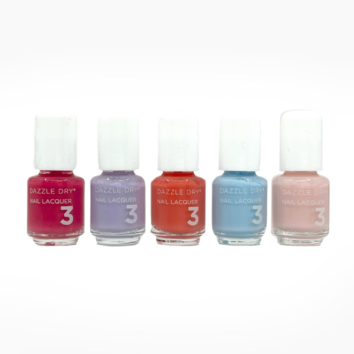 Conjunto mini esmaltes Dazzle Dry colores felices para manicura rápida y duradera.