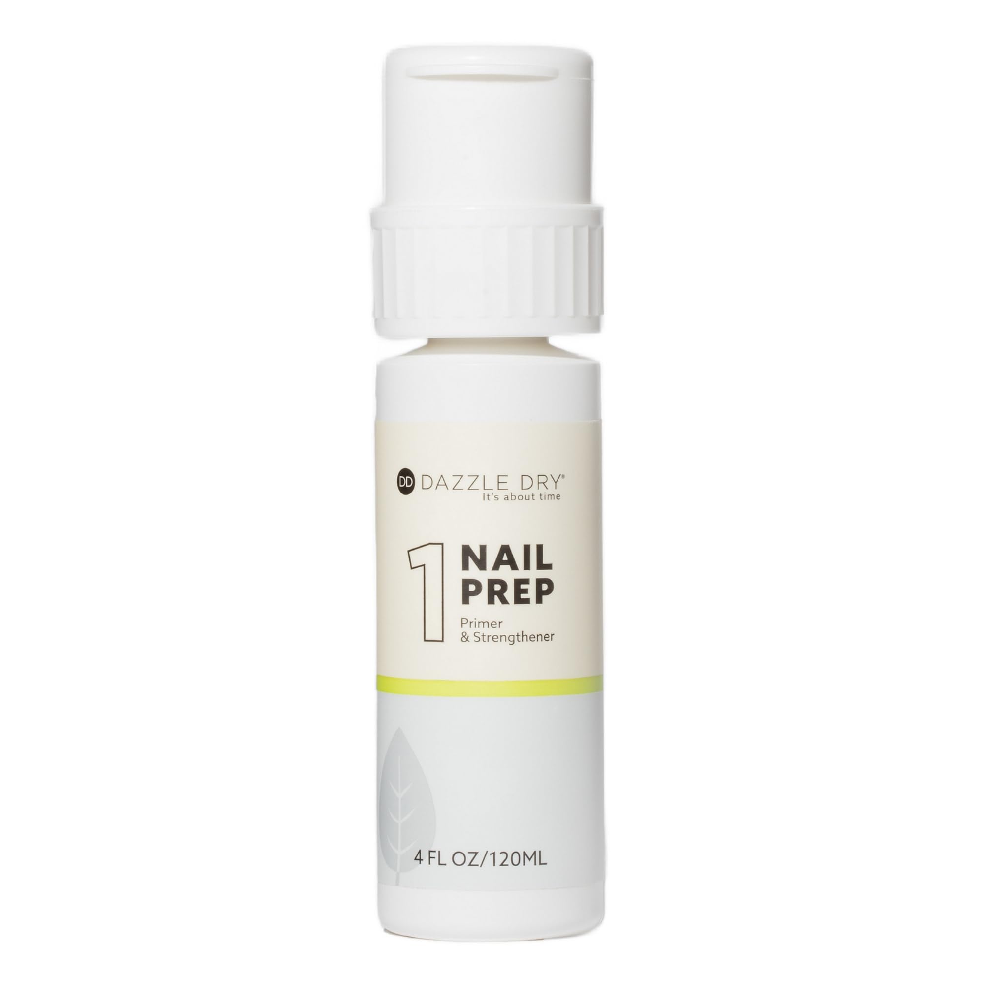 Dazzle Dry Nail Prep con bomba, botella lista para una aplicación precisa.