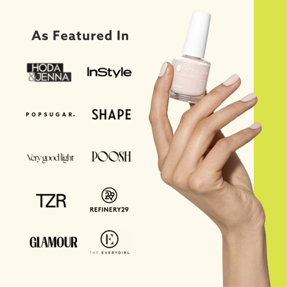 Dazzle Dry Prima Ballerina hypoallergenic label signals nail friendly care.
