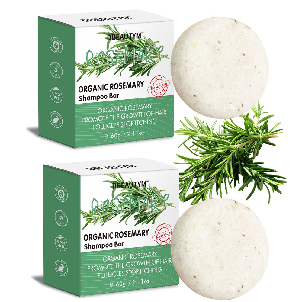 DBEAUTYM pack dos champú barra romero, limpieza profunda para cabello suave