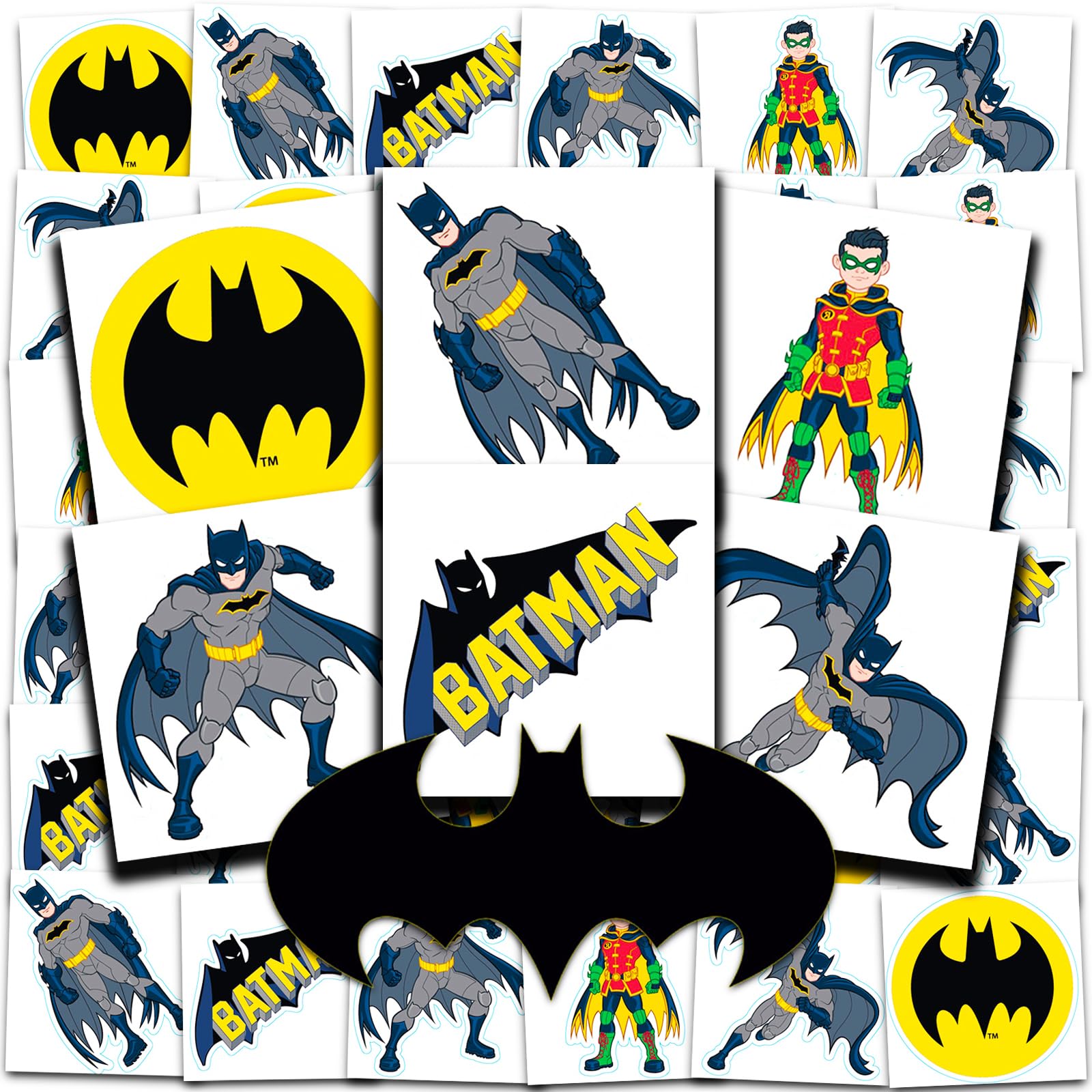 Tatuajes temporales de Batman de DC Comics, paquete de 72, fáciles de aplicar