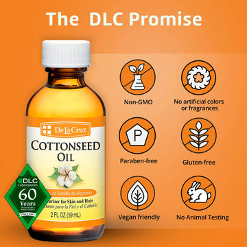 De La Cruz Aceite de Algodón, cuidado de cabello y cuero cabelludo, hidratación suave.