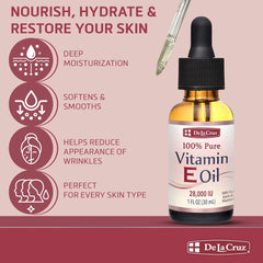 Textura miel de De La Cruz Vitamina E para piel suave.
