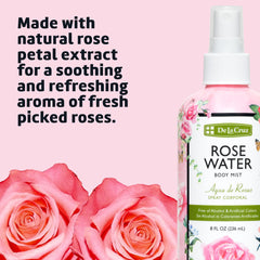Agua de rosas De La Cruz para cuerpo, sensación fresca.