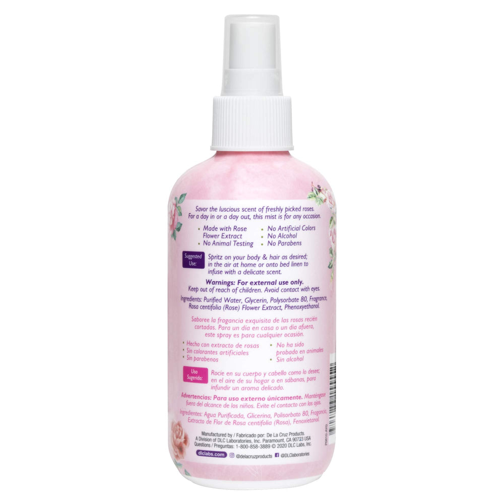 Agua de rosas De La Cruz para cabello, aroma suave.