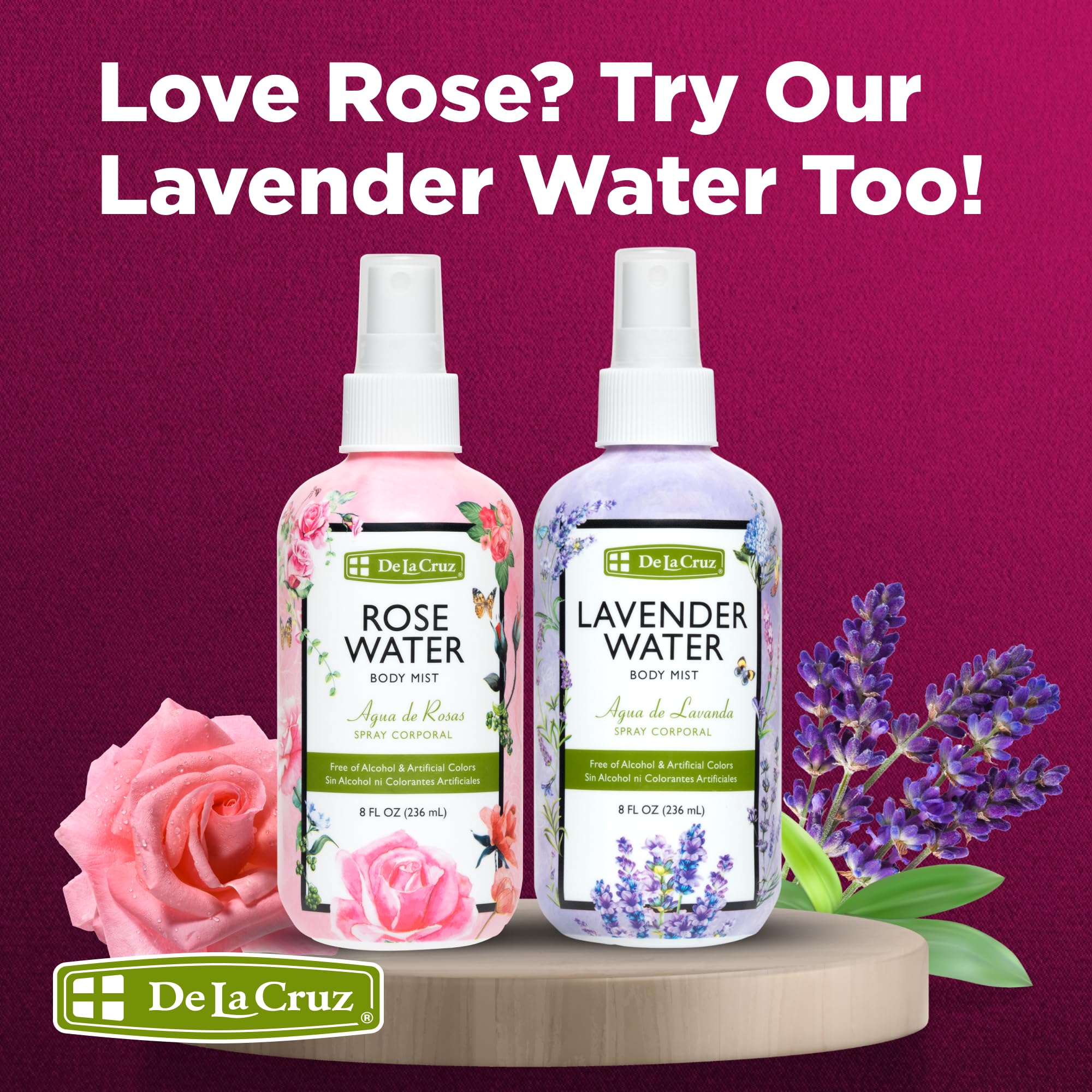 De La Cruz Agua de Rosas Pura Mist, spray ambiental para dormitorio.