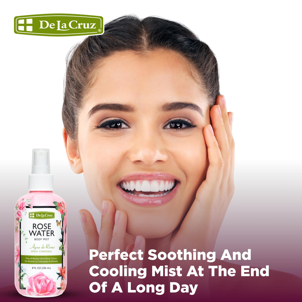 De La Cruz Agua de Rosas Pura Mist, bruma facial para uso diario.