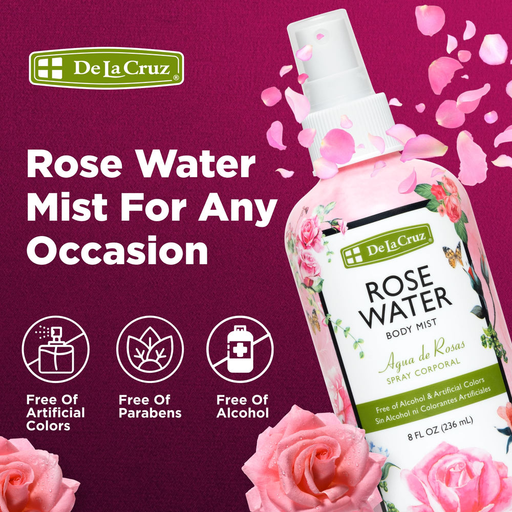 De La Cruz Agua de Rosas Pura Mist, ideal para sábanas y almohadas.